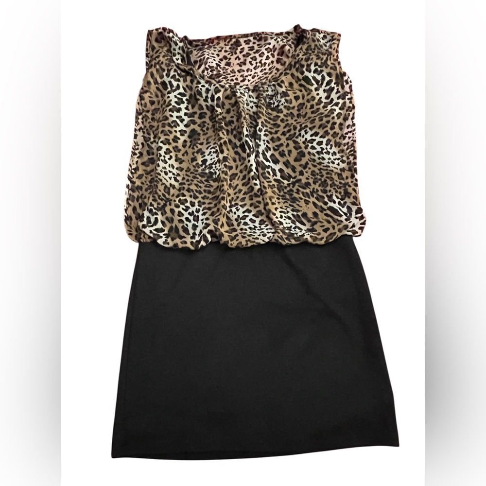 Deb Leopard Print and Black Mini Dress
